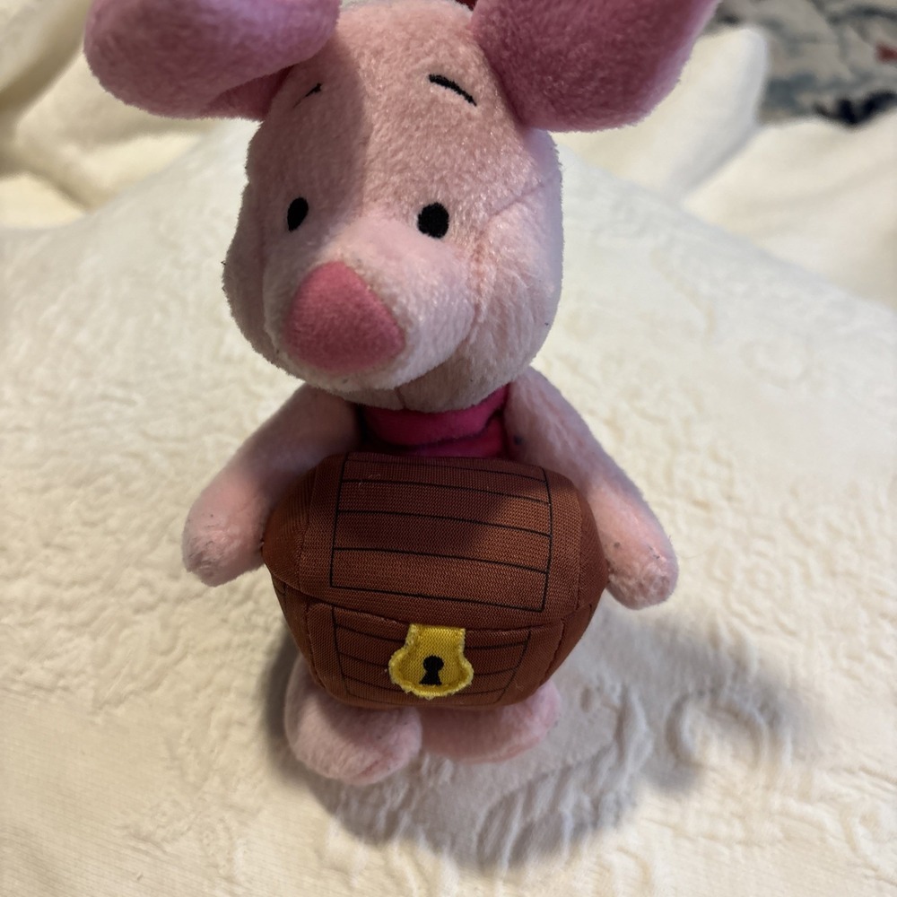 Disney Star Bean Piglet Plush With Treasure Chest Vintage Collectible 8"